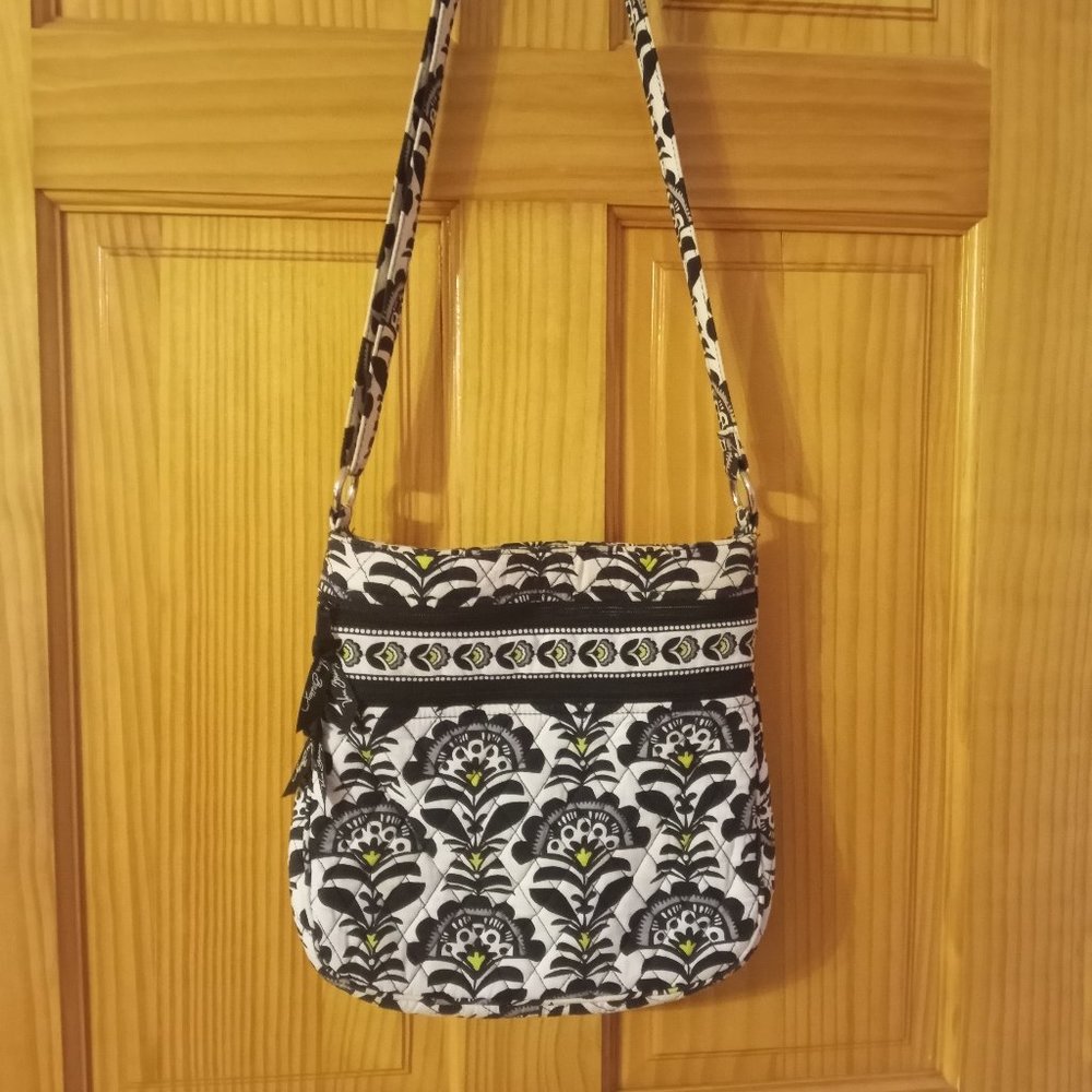 Vera Bradley Black & Cream Floral Print Shoulder Bag